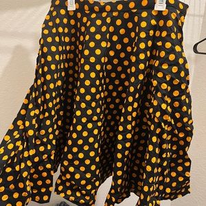 Polka Dot Flare Skirt - Black and Orange